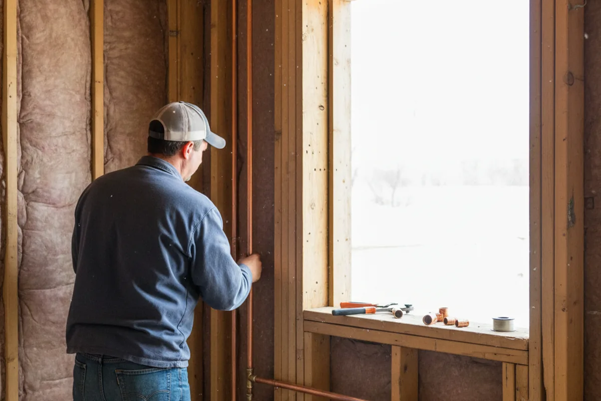 Licensed plumber running new copper supply lines in a Maurice home